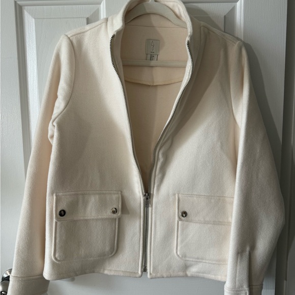 JOIE Jacket, S, cream, Zip Front w/ Stand up Collar, Long Sleeves (24”) NWOT - Picture 4 of 10